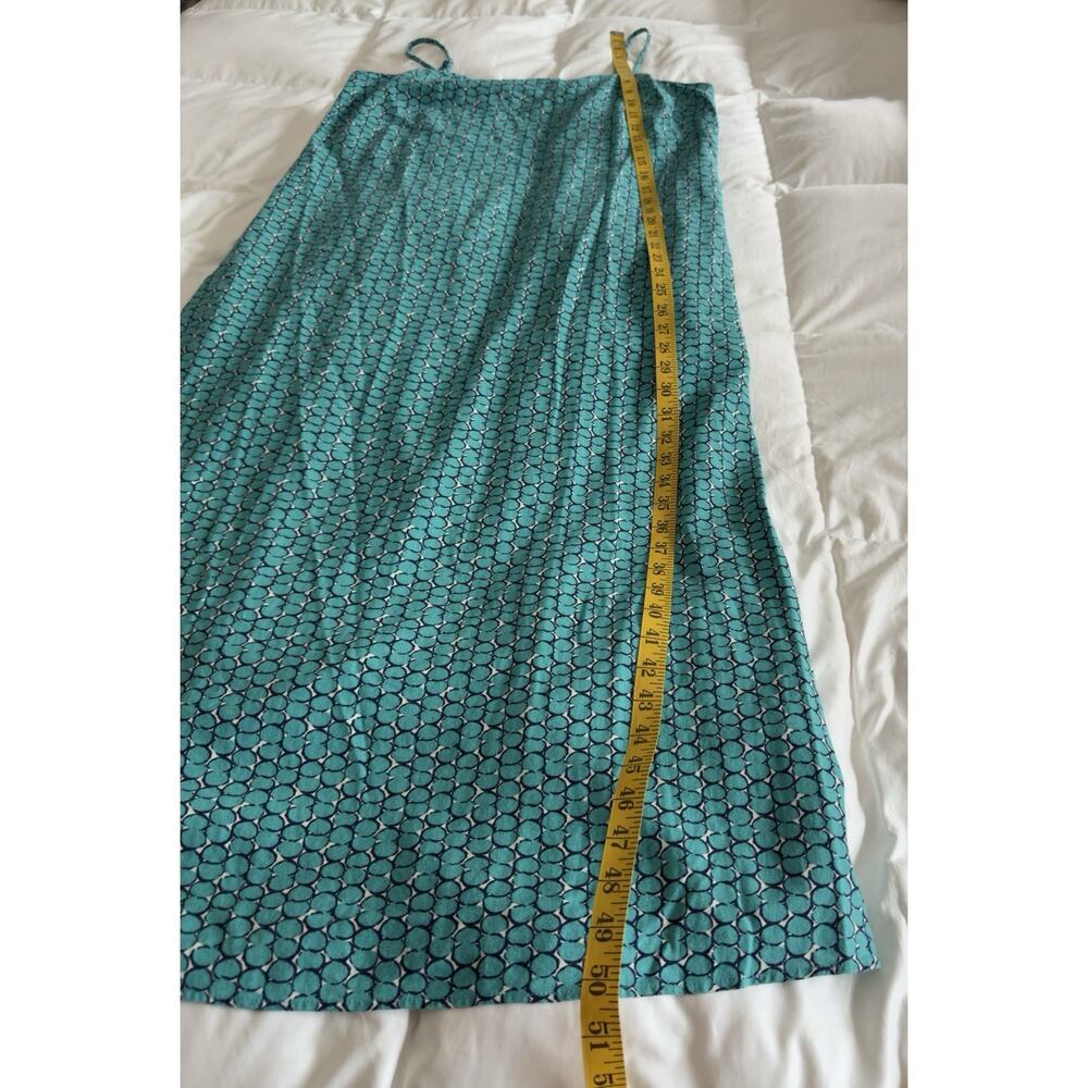 Banana Republic Teal Blue Geometric Linen Blend Midi Slip Dress Womens Large - Picture 8 of 8